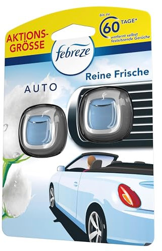 Febreze Auto Lufterfrischer 4ml, Auto Duft Clip Starterset 2 Stück Reine Frische, Bekämpft Gerüche
