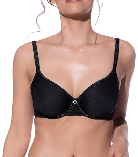 Selene, Sujetador Reductor para Mujer con Banda Alta y Aros, Copas Acolchadas y Costuras Planas, Colección Morella, Color Negro, Talla 90C