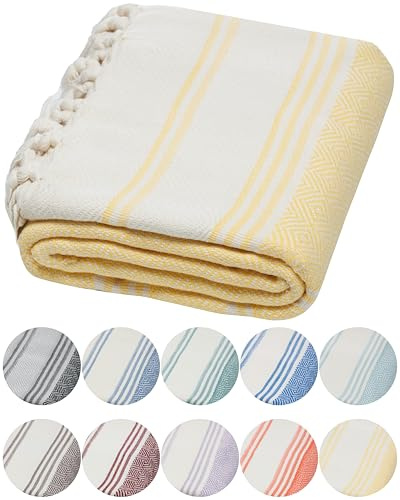 DEMMEX Toalla de algodón Turco orgánico 100% Certificado, Prelavado, Tejido de Diamante, Toalla peshtemal de algodón Turco para baño, Playa, Piscina, SPA, Gimnasio, XL 180 x 90 cm