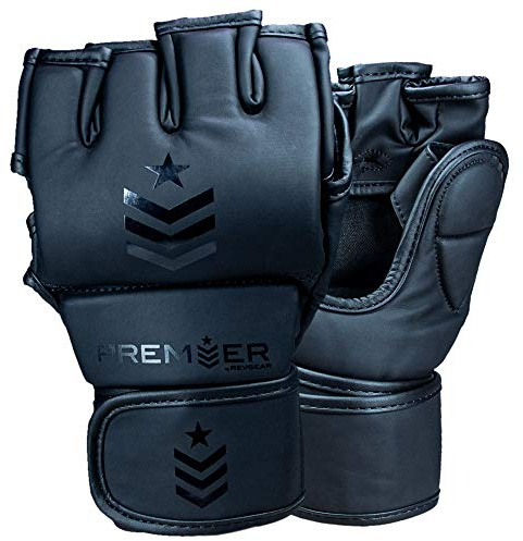 Revgear Premier MMA Grappling Gloves | Multi-Purpose, MMA, Kickboxing, Martial Arts and Boxing | Comfortable and Durable (Black/Black, Small)