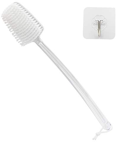 Mczxon Bath Body Back Shower Brush with Curved Long Handle for Exfoliating Skin Improve Blood Circulation, Clear Back Scrubber Bath Wet or Dry Brushing Body Brush for Shower Women Men