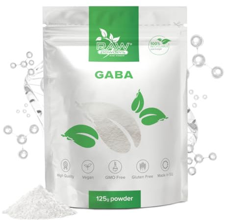 GABA Powder 125 g – Stöd för avslappning, stresshantering och förbättrad sömn – Rena ingredienser, GMO- och glutenfria, GMP-certifierat kosttillskott från Raw Powders