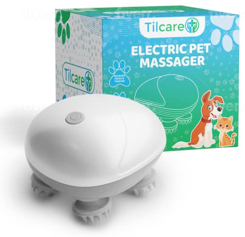 Masajeador de mascotas manual para perros y gatos de Tilcare - Masajeador de perros y de gatos eléctrico - Rascador de cabeza y espalda para aliviar la tensión, los músculos tensos y la rigidez