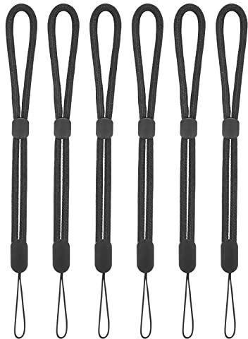 cobee Correa de muñeca de mano, cordón ajustable de nailon, correas de muñeca coloridas para teléfono móvil, 6 unidades, color negro, 8.26*0.45*0.25inch(21*1.15*0.65cm)