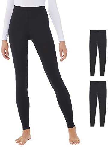 32 Degrees Women's 2 Pack Performance Ultra Light Thermal Baselayer Legging Pant, Black/Black, Large