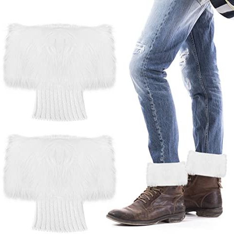 Lusofie Women Short Furry Leg Warmers 1Pair Winter Faux Fur Boot Cuff Fuzzy Fluffy Leg Warmers Girls Knitted Fur Boot Covers Warmers Girls Short Furry Winter Knitted Boot Socks