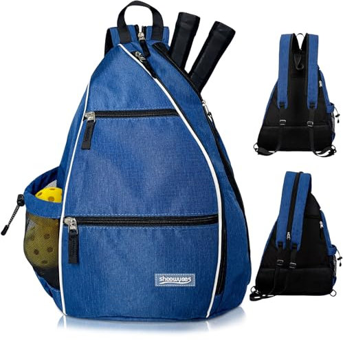 shoowyees Pickleball Tennis-Tasche Rucksack für Herren und Damen – Sport wendbare Crossbody Franklin Pickle Ball Tennis Racquetball Badminton Reise Sling Bag (blau)