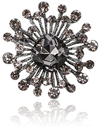 OOTSR Broschen für Frauen Kristall,Durchbrochene geometrische Kristall Brosche Schmuck,Damen Hochzeit Blumenstrauß Broschen Pin für Geburtstag,Party,Jahrestag（Schwarz）