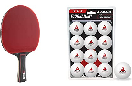 JOOLA Raqueta de Tenis de Mesa Match Pro ITTF aprobada, 4 Estrellas, Negro/Rojo, 1,8 mm de Grosor de Esponja & Pelotas de Ping Pong para Adultos, Unisex, Tournament 40+, Color Blanco, Talla única