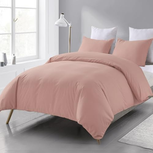 Beqnat Sängkläder 200 x 200 3 delar påslakan – mikrofiber sängkläder set rosa påslakan 200 x 200 cm med 2 örngott 80 x 80 cm, påslakan strykfritt och mjukt