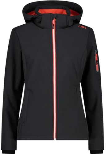 CMP - Giacca Donna Cappuccio Zip, Antracite-Papavero, M