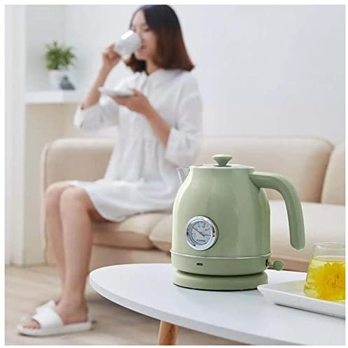Wasserkocher Retro-Wasserkocher importierte Temperaturregelung 1.7L großer Wasserkocher mit großer Kapazität mit Uhr Wasserkocher Edelstahl (Color : Green, Size : AU)