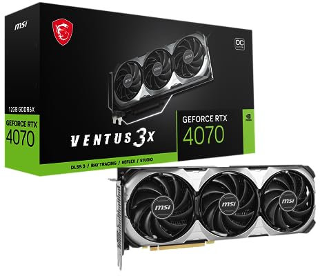 MSI GeForce RTX 4070 Ventus 3X E 12G OC Carte Graphique de Jeu - 12 Go GDDR6X, 2520 MHz, PCI Express Gen 4, 192 Bits, 3X DP v 1.4a, HDMI 2.1a (Prend en Charge 4K & 8K HDR)