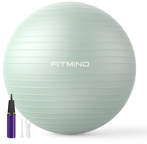FITMIND_ Extra Thick Exercise Ball Yoga Ball 22in/26in/30in for Workout Pregnancy Stability,Anti-Burst and Slip Resistant Swiss Ball with Pump for Yoga, Pilates, Fitness,Birthing,Physical Therapy