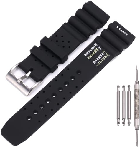 MCXGL 22mm Silicone Watch Band Compatible with Citizen Hyper Aqualand Duplex Promaster Men's Sport Waterproof Dive Strap Bracelet Watch Accessories (Silver buckle)