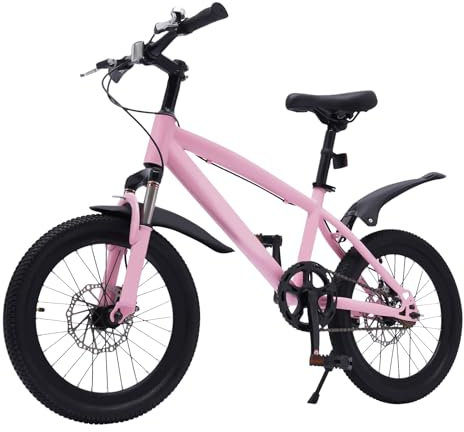 Begoniape Bicicletta per bambini da 18 pollici a partire dai 4 anni, bicicletta per bambini per ragazze e ragazzi, altezza regolabile per bambini, biciclette per bambini con torcia elettrica e pompa