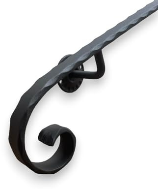 Corrimano in Ferro Mod. Certosino - Lunghezze da 50 cm a 400 cm - adatto per l'arredamento della casa interno/esterno, sez.30x10 mm, Made in Italy (Nero Antracite, 180 cm)