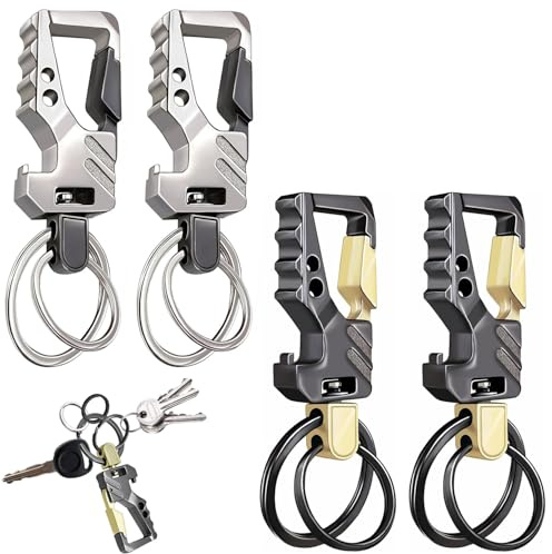ZEACCT 4 Piezas Llavero Metálico de Aleación de Zinc, Llavero Abrebotellas, Llavero de Coche para Hombre, Llavero Mosquetón Metálico, Llavero de Aleación de Zinc Resistente, para Hombres