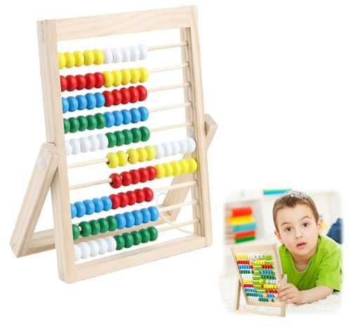 Clydewy Abacus for Kids Counting Toys Olds Preschool Educational Maths Counters Early Education Arithmetic Calculating 10-Row 100 Beads Wooden Learning Toys