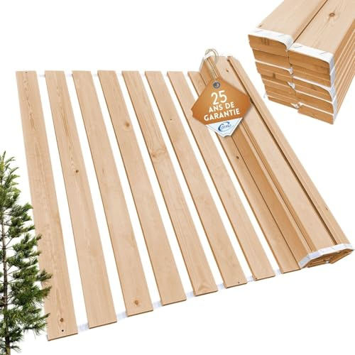 Somier enrollable de 120 x 210 cm – 22 listones – somier extra fuerte de madera maciza – soporta hasta 250 kg – Somier para cama individual o doble