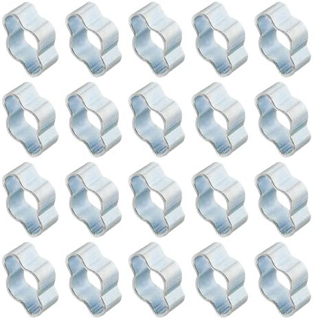 PATIKIL 20pz 3-5mm Fascette Stringitubo a Doppia Orecchio, Anelli Compressione Acciaio Zincato O Clip per Tubi Carburante Benzina, Connessioni per Tubi, Tono Argento