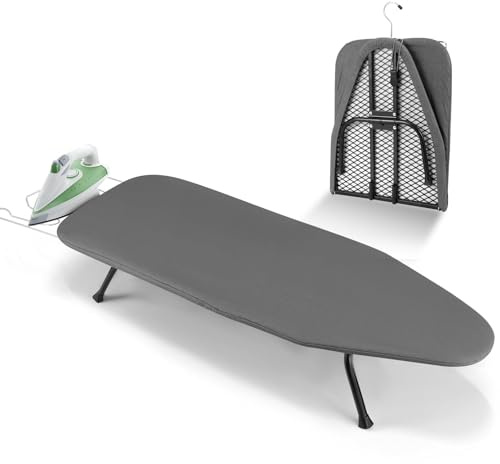 Small Ironing Board, Sonhomay Mini Ironing Board, Tabletop Iron Board with Iron Rest, Foldable Ironing Board with Heat Resistant Cover, Compact Ironing Board for Home Travel Use Laundry Rooms Dorms