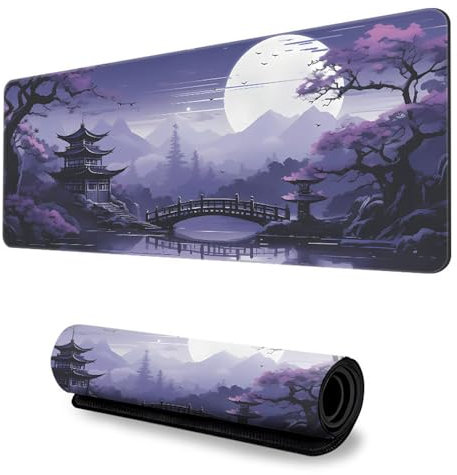 FANSU Stampa Paesaggio Tappetino Mouse, Tappetino Mouse XXL/XL/L, Tappetino Mouse Gaming con Base Gomma Antiscivolo e Bordi Cuciti, Mouse Pad per Ufficio e Casa (Montagna,900x400mm)