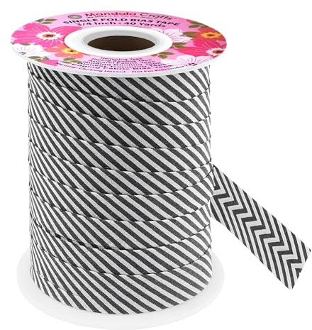 Mandala Crafts 3/4 Inch Single Fold Bias Tape for Sewing, Quilting, Piping, Hemming, Blanket & Quilt Binding – 40 Yards Black White Plaid Fabric Seam Binding Tape