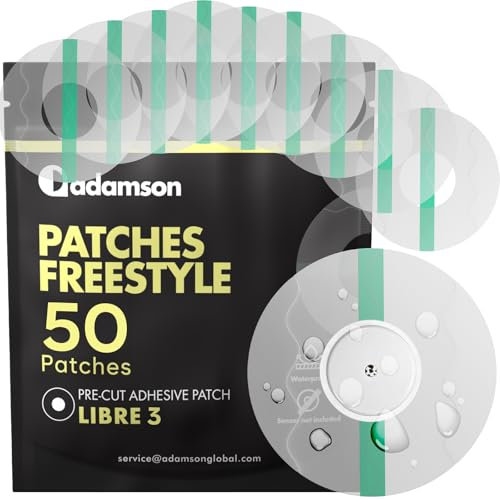 Protection Capteur Diabete - 50 x Patch Freestyle Libre 3 - Transparent, Durable, Sans Colle au Centre, Facile à Appliquer et à Retirer, Non Irritant - Idéal pour le Sport, Natation et au Quotidien