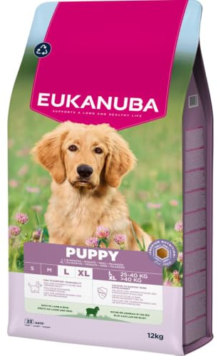 EUKANUBA Cibo secco per Cuccioli con agnello e riso per razze di taglia grande - Alimento secco premium per Cani giovani, 12 kg