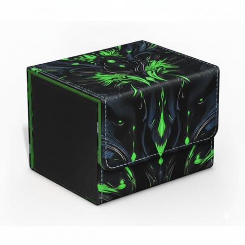 Premium PU Leather Deck Box for MTG & TCG – Holds 120+ Sleeved Cards or 80 Double-Sleeved, Magnetic Closure, Compact Trading Card Storage Case, Protective Card Holder for Commander Decks (Green)