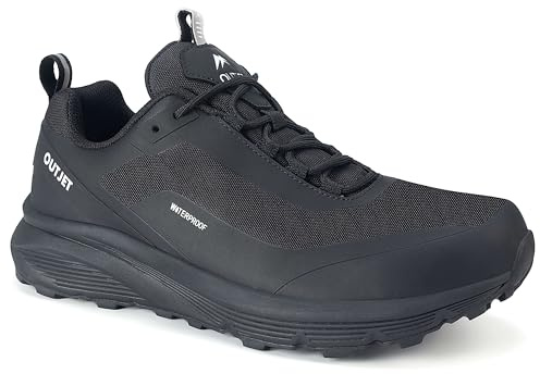 OUTJET Men's Waterproof Lightweight Cushioned Walking & Hiking Shoes – Anti-Slip Outdoor Trainers