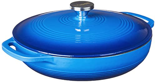 Lodge Schmortopf mit Deckel, emailliert, Gusseisen, 3,6 l, karibikblau