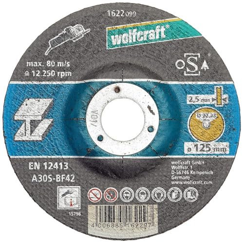 wolfcraft - 1622300 - Pack de 5 disques à tronçonner le métal - Diamètre 125 x 2,5 argent