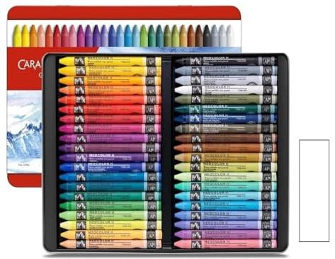 Caran d'Ache Neocolor II, Pastels à la Cire aquarellables, Crayons à la Cire Aquarellables Lot DE 40 et 1 cartes postales EMI Craft