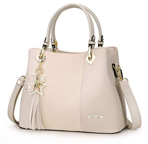 Pomelo Best Damen Handtasche mehrfarbig gestreift Umhängetasche in schöner Farbkombination mit mehreren Innentaschen