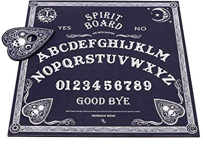 Nemesis Now Spiritusbrett mit Planchette, MDF/Polyester, 38,5 cm, Schwarz/Weiß