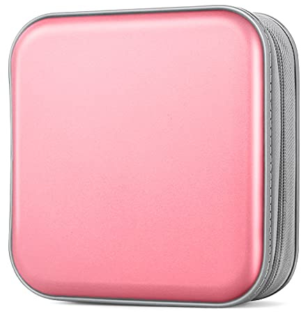 Bivisen Estuche para CD, DVD, cartera para CD/DVD, funda para CD/DVD, 40 discos, bolsa resistente, álbum de almacenamiento (rosa claro)