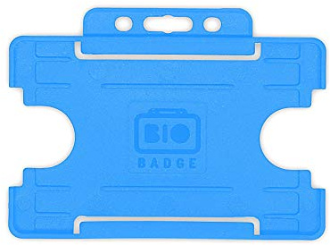 BioBadge Light Blue ID Card Holders Open-Faced, Landscape, 100 Pack