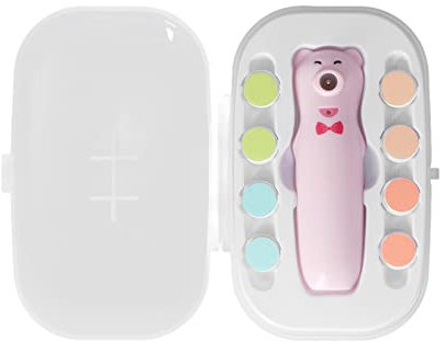 Cortaúñas Eléctrico, Lima de Uñas para Bebé Carga de Seguridad Luz LED de Velocidad Ajustable para Bebé Recién Nacido(Esmalte de uñas oso rosa)