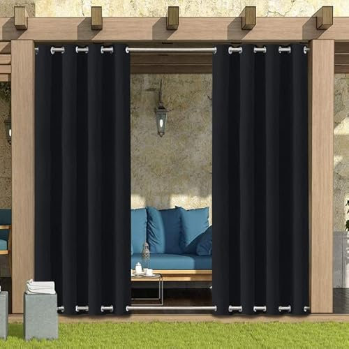 LiveGo Utomhusgardiner, trädgård, uteplats, lusthus, pergola, vattentät, vindtät, mörkläggning, värmeisolerad (topp och botten) dubbel genomföring, utomhusgardiner för trädgård, uteplats, dörr (2