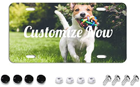 Cubierta personalizada para placa de matrícula, monograma personalizado de 6.0 x 12.0 in, con nombre, iniciales, texto, para matrícula para coches, diseño de etiqueta frontal de coche, de placa