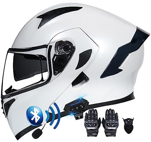 Letetexi Motorradhelm Klapphelm mit Bluetooth Motorrad Helm mit integriertem Bluetooth Integralhelm Anti-Fog-Doppelspiegel Vollvisierhelm ECE Genehmigt sturzhelm für Damen Herren S~XXL