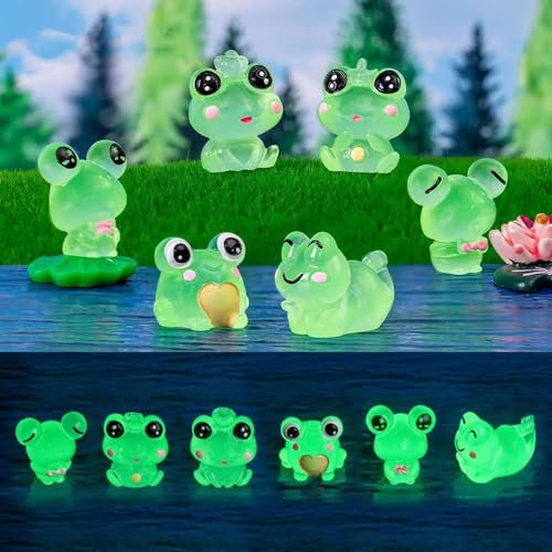 Grenouille Lumineuse, 6pcs Grenouille Lumineuse Jardin, Mini Grenouille en Résine, Mini Grenouille Décor de Jardin, Adaptée à la Décoration de Mini Jardins, Maisons de Poupées et Plantes en Pot