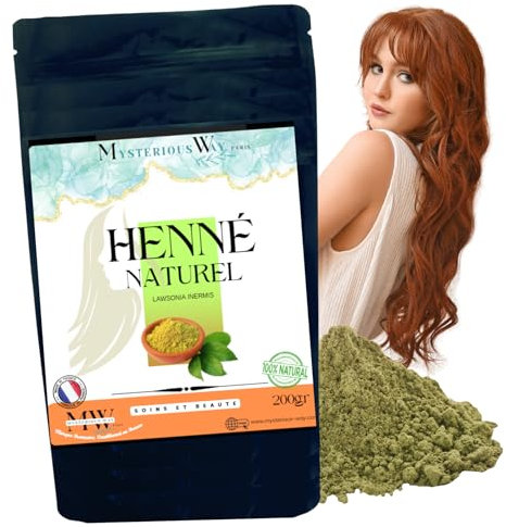 Henné coloration végétale cheveux 200gr en poudre - teinture avec reflet - anti chute - soins brillance Anti Poux et pellicule | plantes naturel (Naturel)