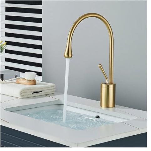 Pequeño/mediano/grande gota de agua creativa lavabo placa de mezcla de agua caliente y fría grúa un solo polo grifo de baño (color: oro cepillado M)