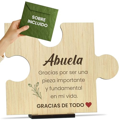 CONTRAXT Tarjeta abuela en madera. Regalos para abuelas especiales y originales Detalles felicitación postales abuela español especial feliz día de la abuela wonderful (Abuela)