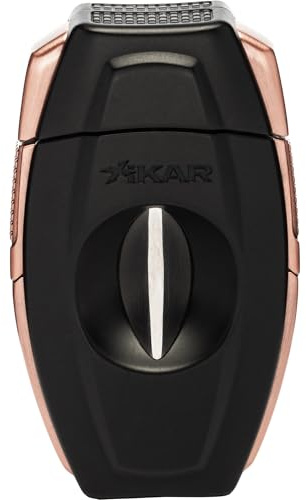 XIKAR Flip Dual Cigarrskärare – mångsidigt V-snitt och rakt snitt, premium blad av rostfritt stål, fjäderbelastad godkännande, integrerat cigarrhylla, strukturerat handtag, cigarrsax –