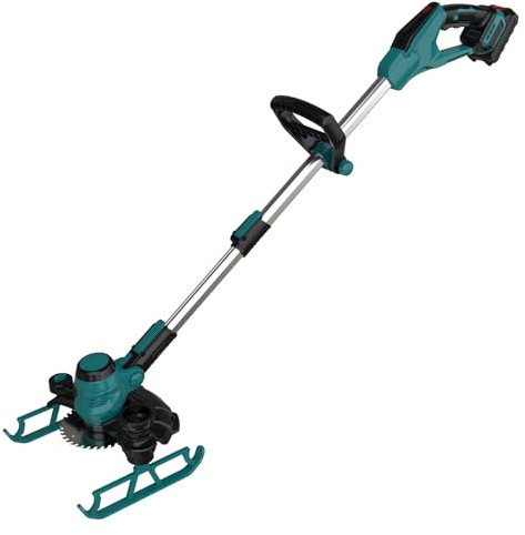 Fiutazge Rasentrimmer mit Akku, Akku Rasentrimmer für Makita-Akkus mit 2 Akku und Unkrautbürste, Teleskopierbar, 90° Drehung, für Rasen- und Buschtrimmen