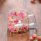 Goodening Double Walled Coffee Glasses Mugs Flower Cappuccino Latte Macchiato Glasses Cups with Handle Borosilicate Heat Resistant Glass Cups for Coffee Tea Milk Juice Ice Cream (Mix Pink)